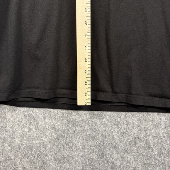 DKNY Athleisure Black Hooded Logo A Line Dress Sz Med Stretch Knit Short Sleeve - Picture 6 of 11